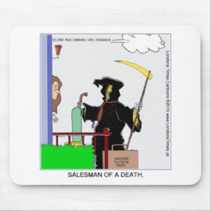 Verkäufer von lustigen Geschenkkarten, T-Shirts un Mousepad