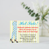 Verkaufsankündigung für Mode-Leggings Postkarte (Stehend Vorderseite)