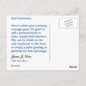 Verkaufsankündigung für Mode-Leggings Postkarte (Rückseite)