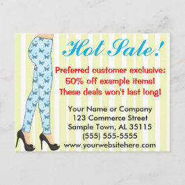 Verkaufsankündigung für Mode-Leggings Postkarte