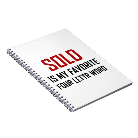 Verkaufsbuchstabe-Wort des lieblings-vier lustig Notizblock (Rechte Seite)