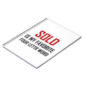 Verkaufsbuchstabe-Wort des lieblings-vier lustig Notizblock (Linke Seite)