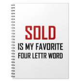 Verkaufsbuchstabe-Wort des lieblings-vier lustig Notizblock (Vorderseite)