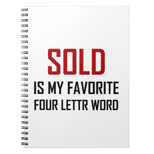 Verkaufsbuchstabe-Wort des lieblings-vier lustig Notizblock (Vorderseite)