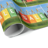 Verkaufseinkaufstaschen an einer Wäscheleine Geschenkpapier (Rolleneckpunkt)