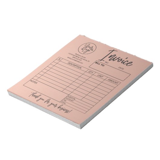 Verkaufserlös für Rechnungen Firmenlogo Rosa Farbe Notizblock (Rotiert)