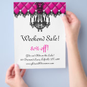 Verkaufsflyer Modeschmuck Rosa Kronleuchter Geknöp Flyer (Hand)