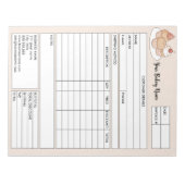 Verkaufsformular für Backwaren für Konditorei Notizblock (Vorderseite)