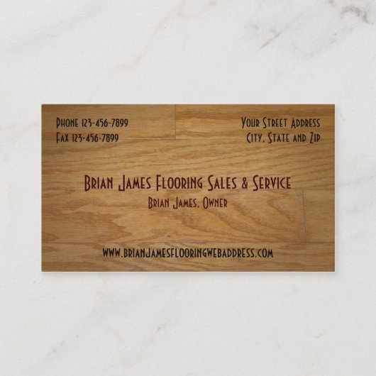 Verkaufskarte für Hartholzböden Visitenkarte (Vorderseite)
