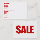 VERKAUFSKARTE VISITENKARTE (Vorne/Hinten)