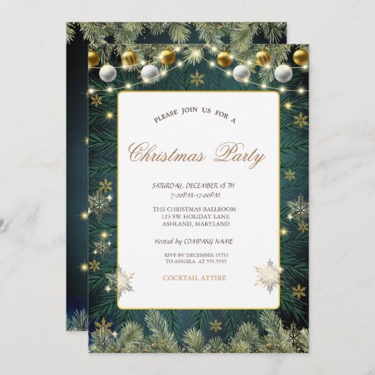 Verkaufsstellen, Zweigstellen, Snowflakes Party Einladung (Vorne/Hinten)