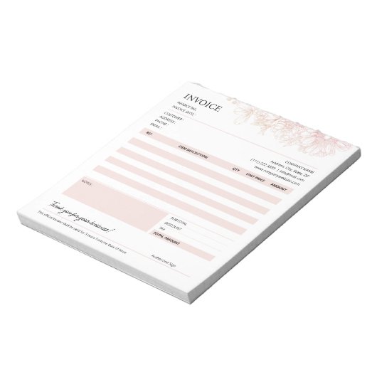 Verkaufsvorlage für rosa florale Geschäfte Notizblock (Rotiert)