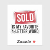 Verkauft ist mein Lieblings-4-Buchstaben Wort, Rea Aufkleber (Blatt)