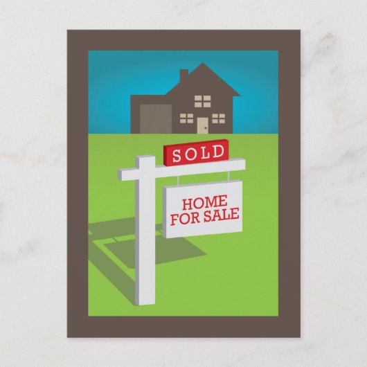 verkauft! Wir haben ein Haus gekauft! Postkarte (Vorderseite)