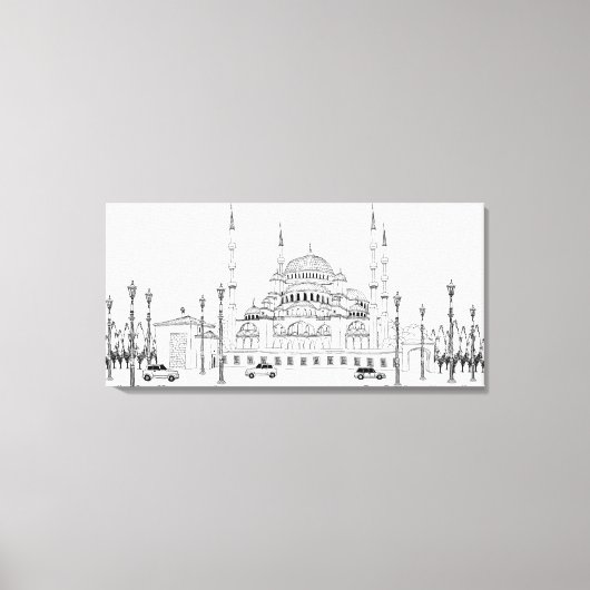 Verkehr mit Moschee Leinwanddruck (Vorderseite)