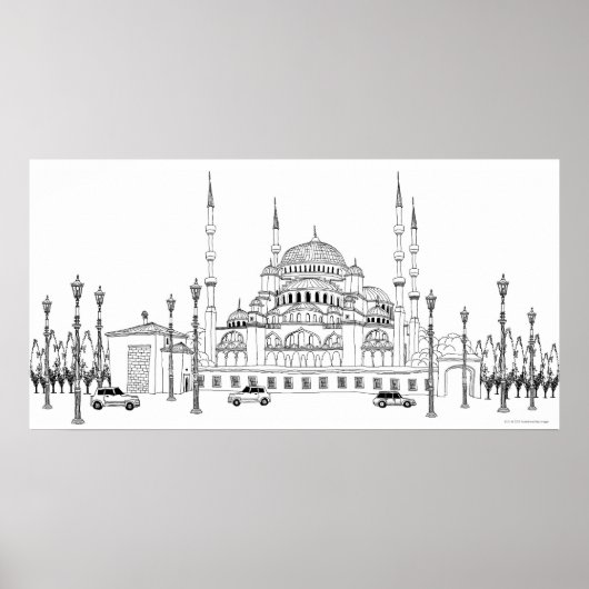 Verkehr mit Moschee Poster (Vorne)