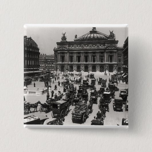 Verkehr vor dem Paris-Opernhaus Button (Vorderseite)