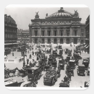 Verkehr vor der Pariser Oper Quadratischer Aufkleber