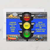 Verkehrs-Rennwagen-Kipper-Bus-Traktor laden ein Einladung (Rückseite)