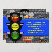 Verkehrs-Rennwagen-Kipper-Bus-Traktor laden ein Einladung (Vorne/Hinten)