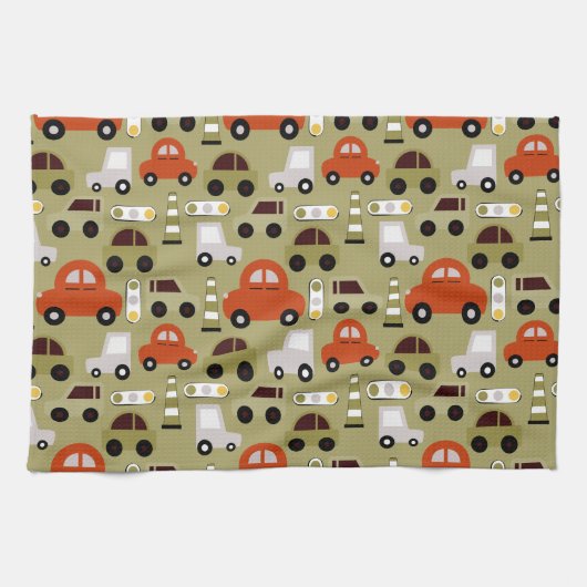 Verkehrsbeleuchtung Orange Cars Muster Geschirrtuch (Horizontal)