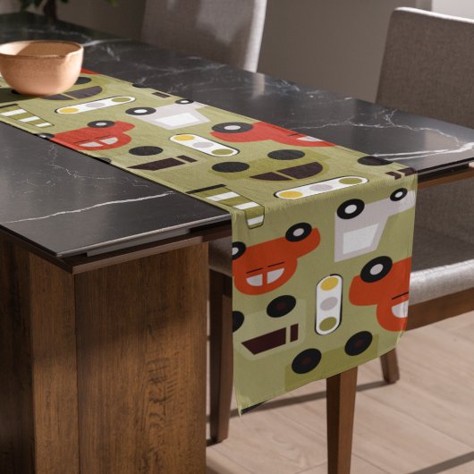 Verkehrsbeleuchtung Orange Cars Muster Großer Tischläufer