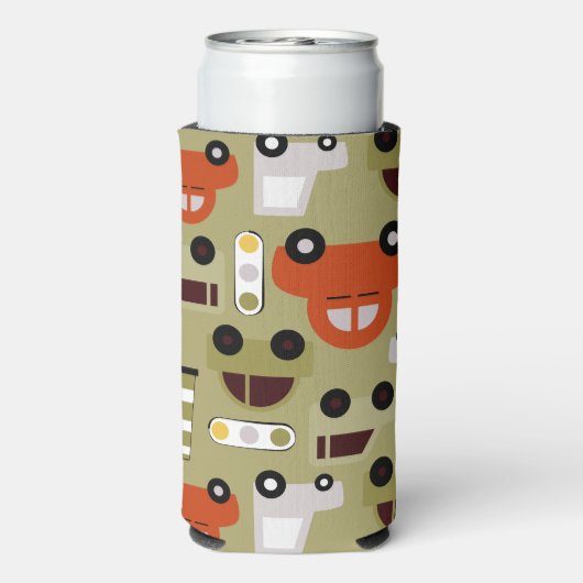 Verkehrsbeleuchtung Orange Cars Muster Selters Dosenkühler (Seltzer Rückseite)