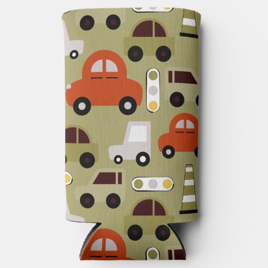 Verkehrsbeleuchtung Orange Cars Muster Selters Dosenkühler (Vorderseite)