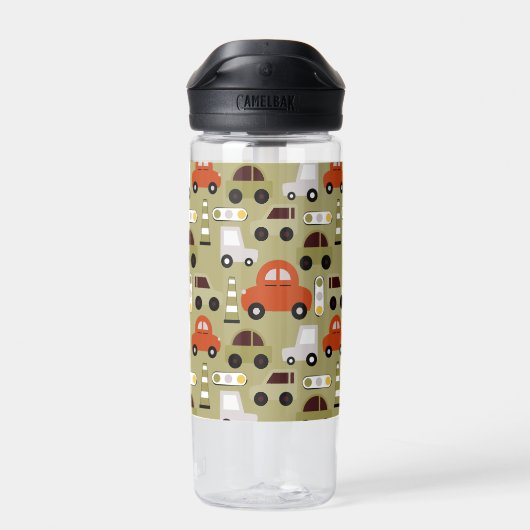 Verkehrsbeleuchtung Orange Cars Muster Trinkflasche (Rückseite)