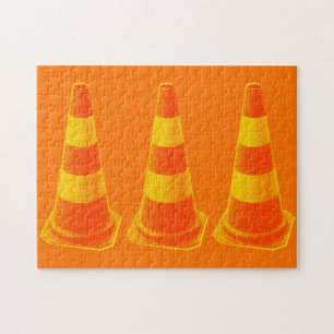 Verkehrskegel mit gelben Streifen Puzzle