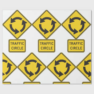 Verkehrskreisel-Straßenschild Gelbes Diamant Geschenkpapier