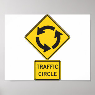 Verkehrskreisel-Straßenschild Gelbes Diamant Poster