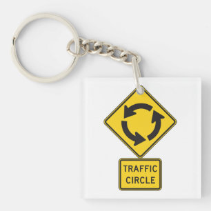 Verkehrskreisel-Straßenschild Gelbes Diamant Schlüsselanhänger