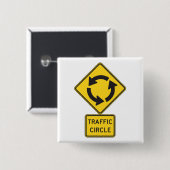 Verkehrskreisel-Warnschild Gelbes Dreieck Button (Vorne & Hinten)