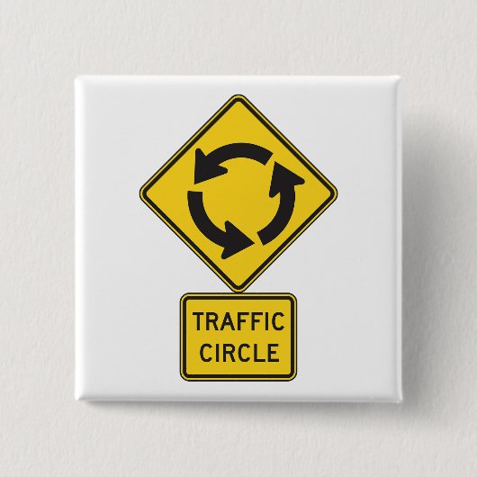 Verkehrskreisel-Warnschild Gelbes Dreieck Button (Vorderseite)