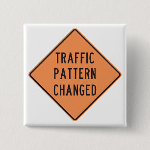 Verkehrsmuster Geändertes Straßenwarnschild Orange Button