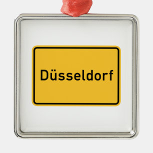 Verkehrsschild Dusseldorf, Deutschland Silbernes Ornament