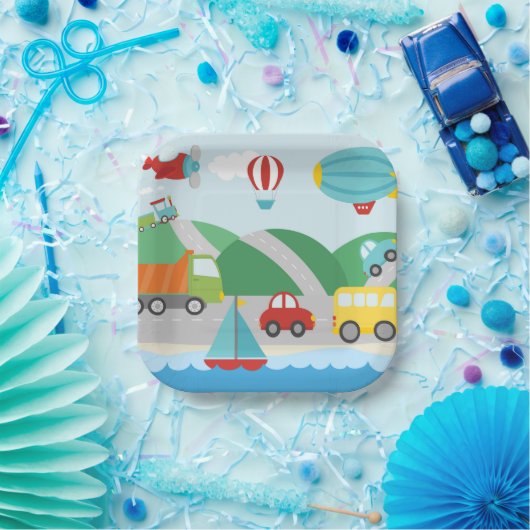 Verkehrsszene Pappteller (Party)