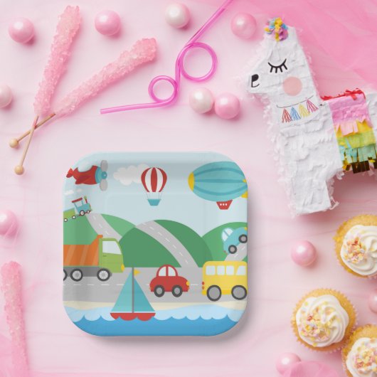 Verkehrsszene Pappteller (Party)