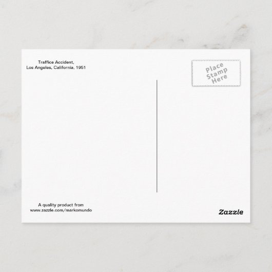 Verkehrsunfall, Los Angeles 1951 Vintag Postkarte (Rückseite)