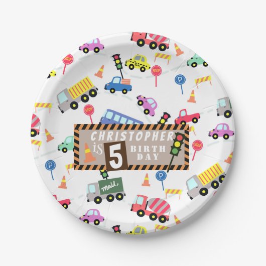 Verkehrsweißbuch-Teller Pappteller (Vorderseite)