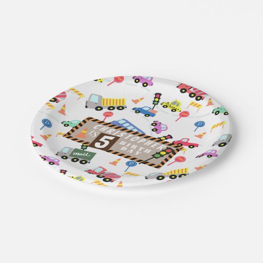 Verkehrsweißbuch-Teller Pappteller (Schrägansicht)