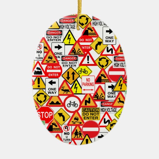 Verkehrszeichen Keramik Ornament (Vorne)