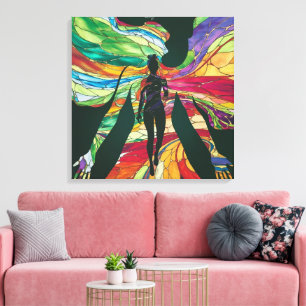 Verkettete Gläserin in grünem Kleid Vibranat Digit Leinwanddruck