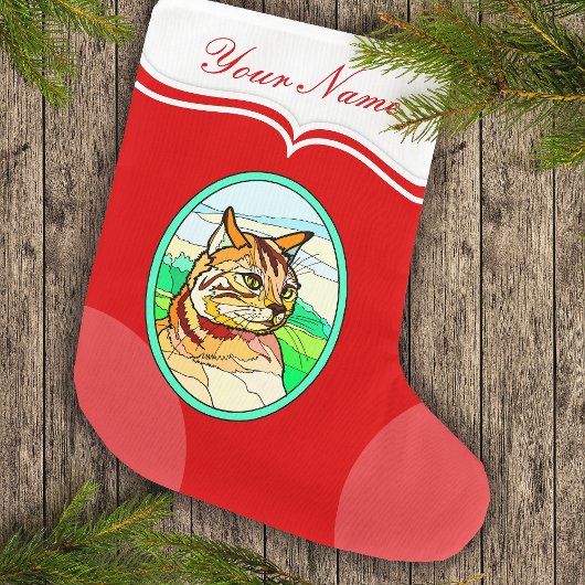 verketteter Glasschau Katze 1 Großer Weihnachtsstrumpf