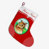 verketteter Glasschau Katze 1 Großer Weihnachtsstrumpf (Vorderansicht (hängend))