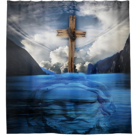 Verkettetes Kreuz Jesuss Tal Duschvorhang (Vorderseite)