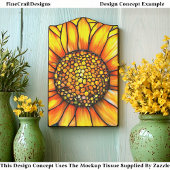 Verklebtes Glas Sonnenblumen-Tile-Panel EK8 Decoup Seidenpapier