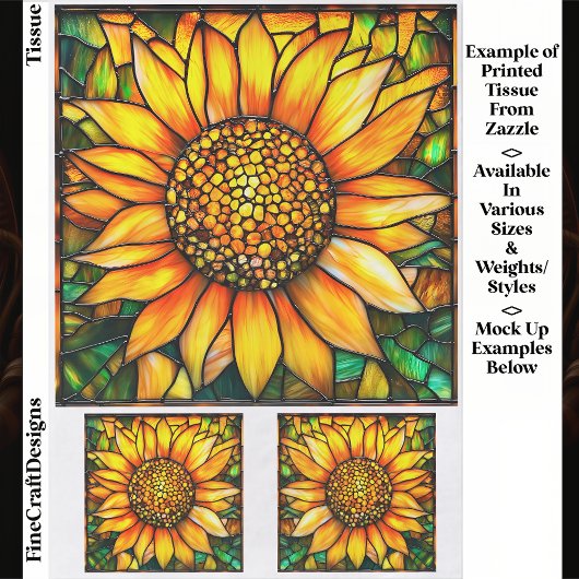 Verklebtes Glas Sonnenblumen-Tile-Panel EK8 Decoup Seidenpapier