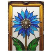 Verkleidetes Glasfenster mit lebhafter Blume Klemmbrett (Rückseite)